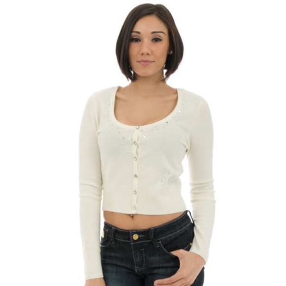 NEW Apple Bottoms Rhinestone button down sweater cardigan L Y2K - Picture 1 of 17